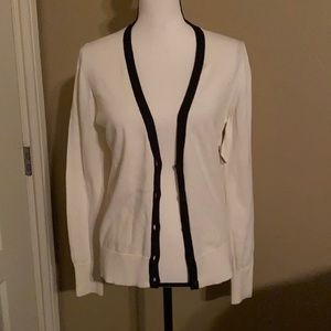 White with Black Cardigan